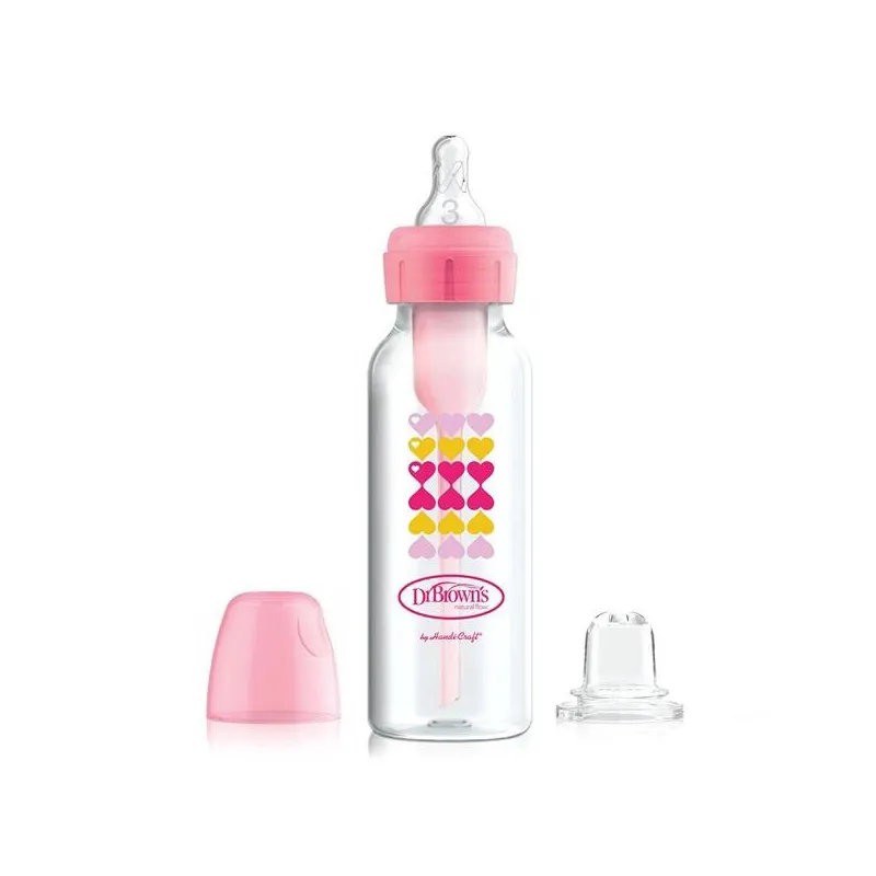 شيشه شير دو کاره طلقي 270 میل دكتر بروان طرح قلب