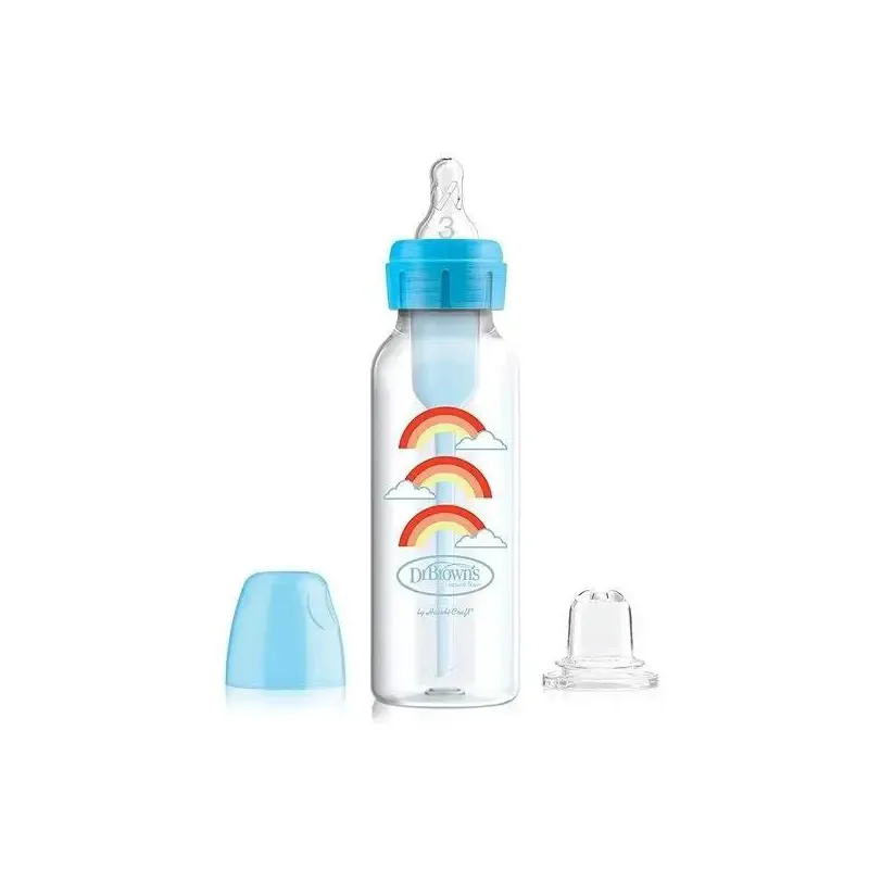 شيشه شير دو کاره طلقي 250 میل دكتر بروان طرح رنگین کمان